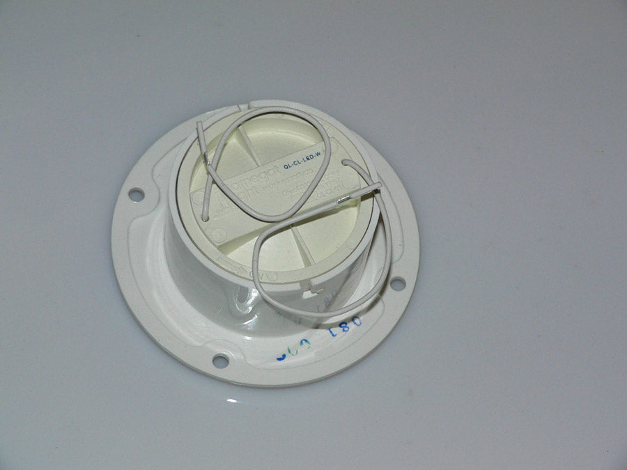 Barnegat Flush Mount Light, white housing, Clear lens, White LED. QL-CL-LED-W