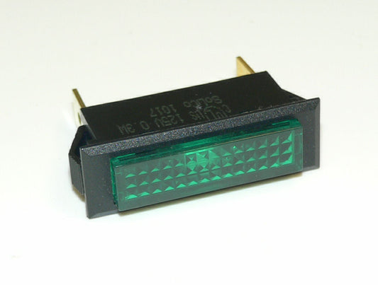 Green rectangle panel indicator light 125VAC.