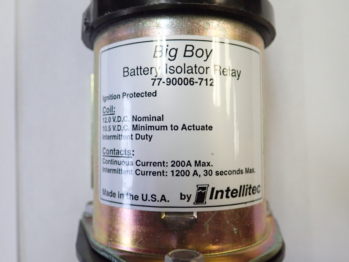 Intellitec 200 amp "Big Boy" Battery Isolator Relay 12 Volt