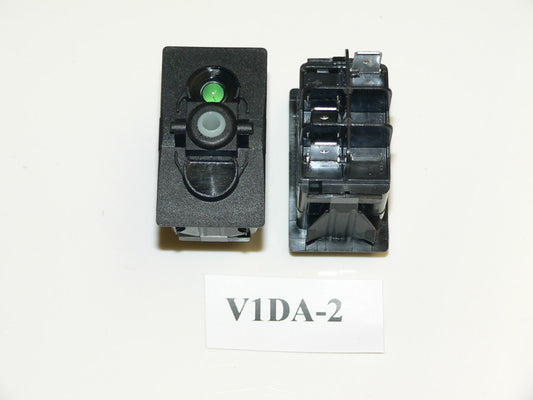 V1DA-2 Carling ON/OFF single pole V-series rocker switch w/12V Green LED lamp