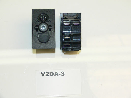 V2DA-3 Carling (ON)/OFF Momentary single pole rocker switch w/independent 12V lamp
