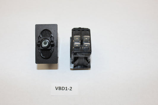 VBD1-2 Carling (ON)/OFF Double Pole rocker switch, No Lamps