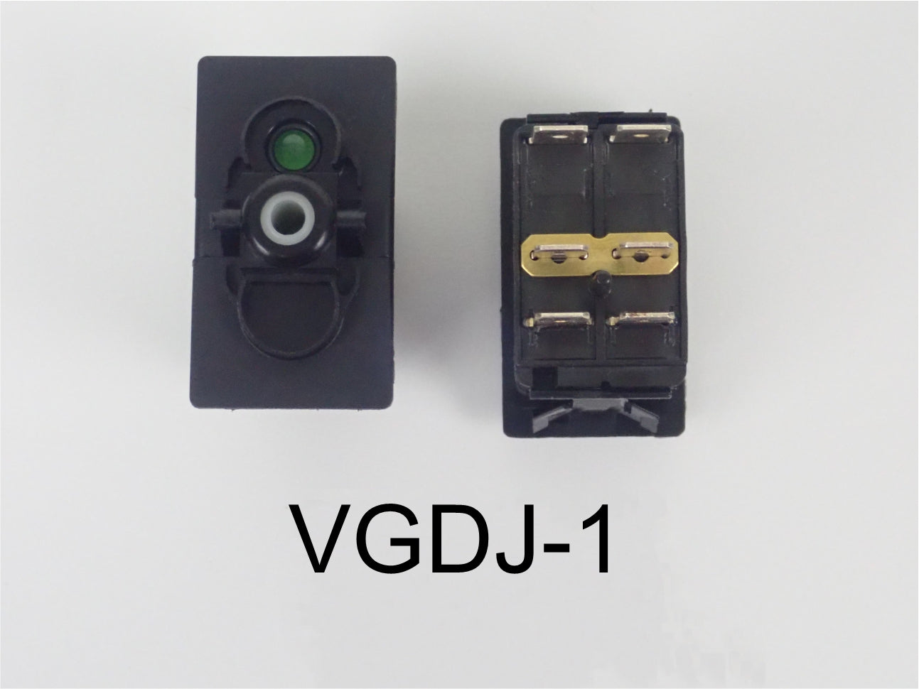 VGDJ-1 Carling ON/ON/OFF double pole rocker switch w/independent green lamp, for nav lights.