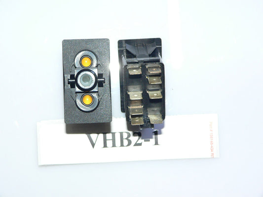 VHB2-1 Carling rocker switch  On/On/On with 24V amber lamps