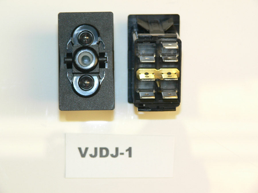 VJDJ-1 Carling ON/OFF/ON double pole rocker switch with jumper and two lamps