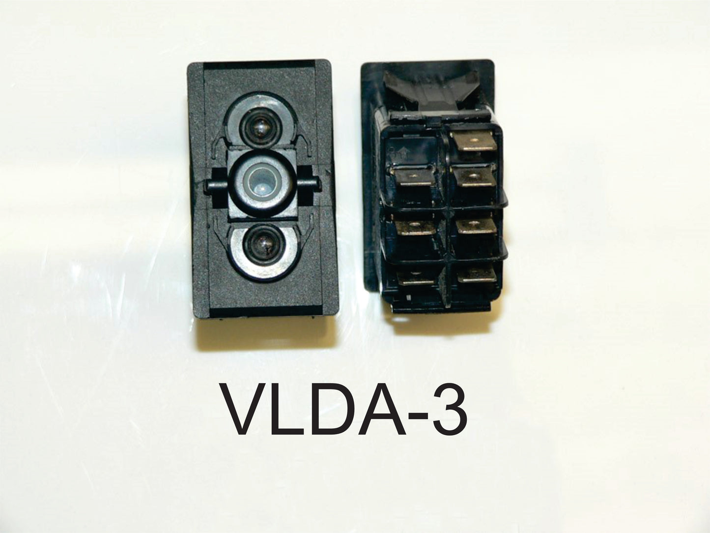 VLDA-3 Carling (ON)/OFF/(ON) double pole momentary rocker switch,  clear lamps in position #1&2.