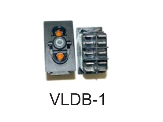 VLDB-1 Carling (ON)/OFF/(ON) double pole momentary rocker switch,  amber lamps in position #1&2.