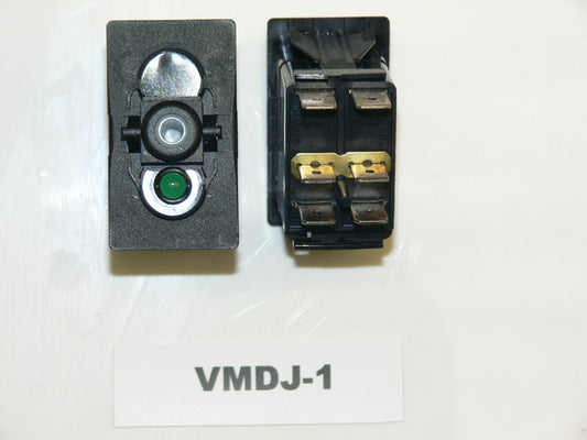 VMDJ-1 Carling  OFF/ON/(ON) double pole rocker switch, independent green LED in position #2 ignition, generator start