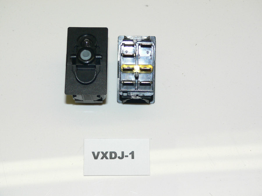 VXDJ-1 Carling ON/ON/ON double pole rocker switch, Independent single lamp w/jumper. nav lights, wipers.