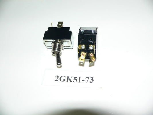 ON/OFF Double Pole Chrome Toggle Switch. Old Sea Ray Part # 568139. Carling Part # 2GK51-73. 4 Spade Terminals.