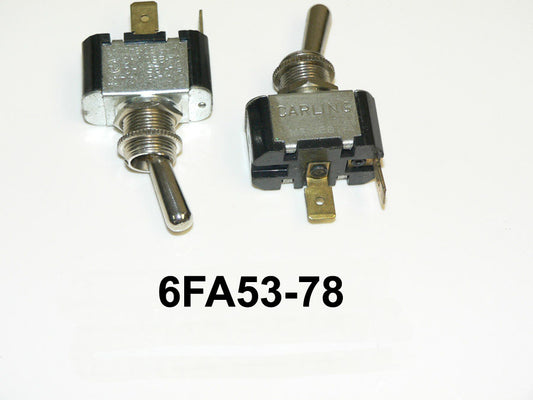 (ON)/OFF Single Pole Momentary Chrome Toggle Switch. Carling Part # 6FA53-78. Old Sea Ray Part # 658088. 2 Spade Terminals.