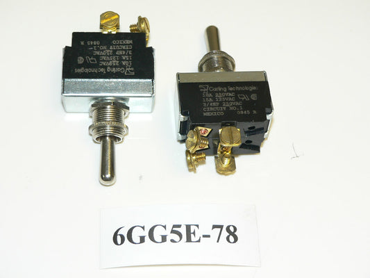 (ON)/ON/OFF Double Pole Chrome Toggle Switch. Old Sea Ray Part # 183277. Carling Part # 6GG5E-78. 4 Screw Terminals.
