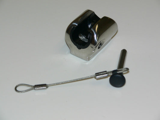 Bimini Socket flat deck hinge fitting with retaining pin