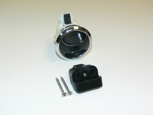 Push to close latch, Novibra, chrome cup black handle. Type 1 for drawers
