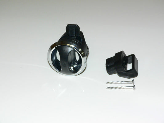 Push to close latch, Novibra, chrome cup black handle - Type 2, Door Style