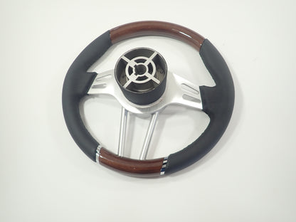 Custom High Quality Steering Wheel Genuine Leather with Cherry Woodgrain inserts w/ Hub 350