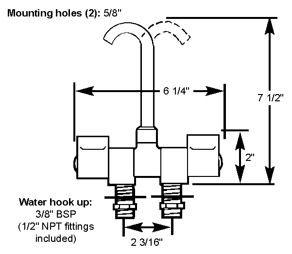 Scandvik Folding mixer faucet with tall J-spout