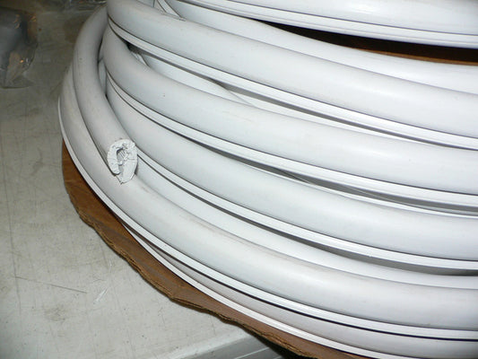 White flexible vinyl u-shaped edge trim for swim platform and motorbox. sold by the foot